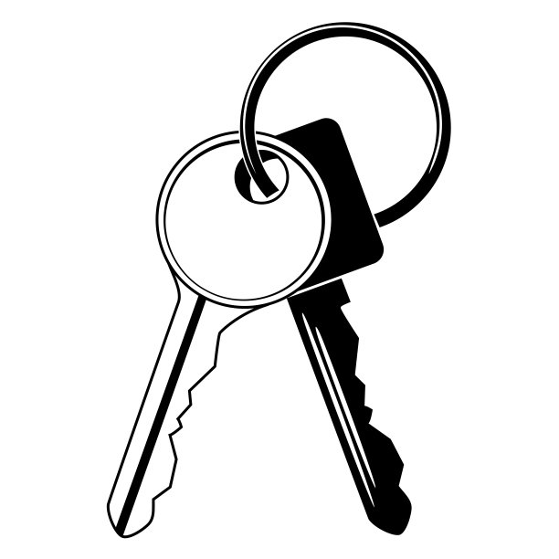 串钥匙。黑白风格。图片下载