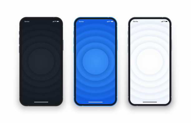 不同颜色3D平滑圆线屏幕保护程序设置在智能手机屏幕图片下载