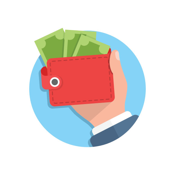 钱包与钱在手里插图在平面风格。在线支付矢量插图孤立的背景。现金和钱包标志的经营理念。图片下载