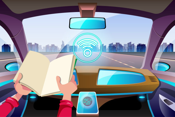 基于HUD界面的自动驾驶汽车驾驶舱人工智能无人驾驶安全系统。图片下载