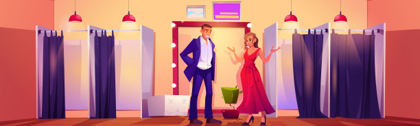 男人看着女孩在试衣间试衣服图片下载