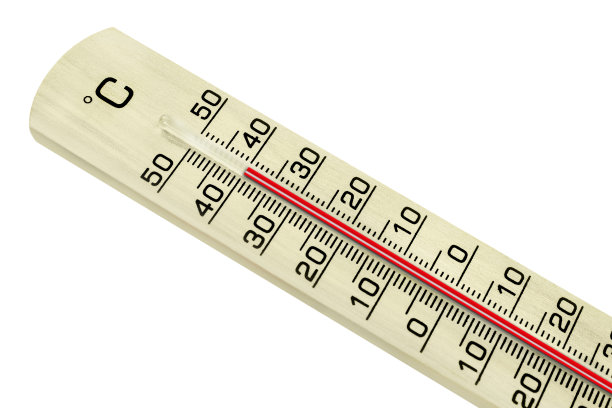 木制温度计40摄氏度隔离在白色背景图片下载