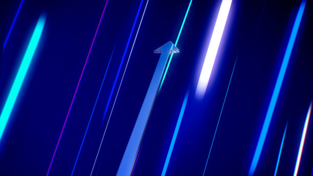 蓝色箭头指向商业增长和经济投资背景图片下载