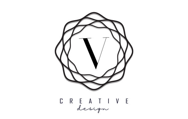 黑色v字标志与波浪圆元素图片下载