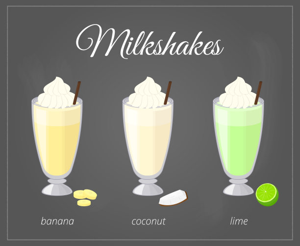 黑板背景上的卡通奶昔。图片下载