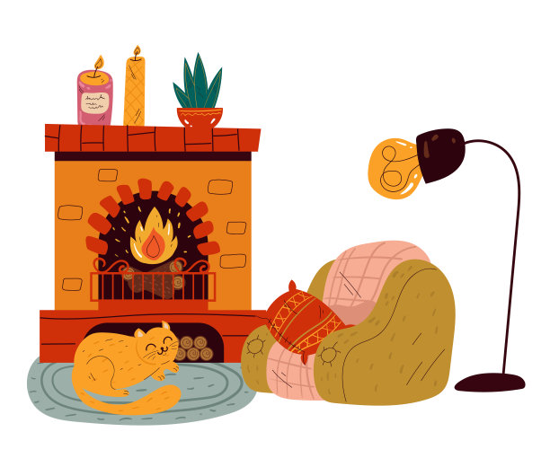 线条画客厅室内轮廓手绘涂鸦孤立平面设计元素概念插图图片下载