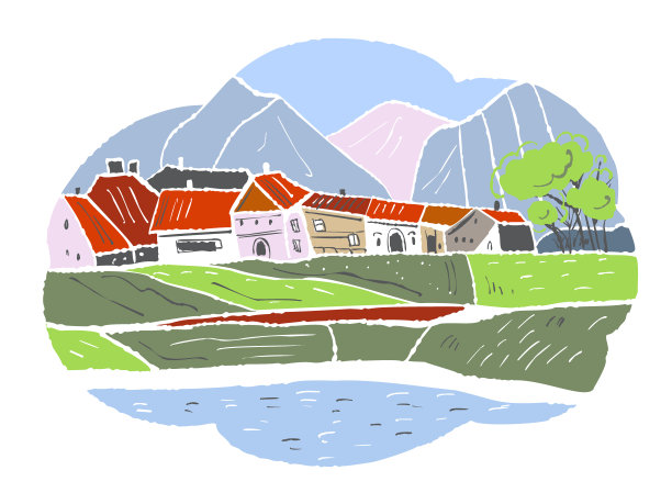 带有避暑景观的小村庄。图片下载