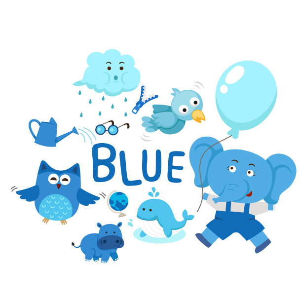 孤立色蓝色群向量的插图图片下载