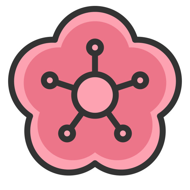 樱花花图标线颜色矢量插图图片下载