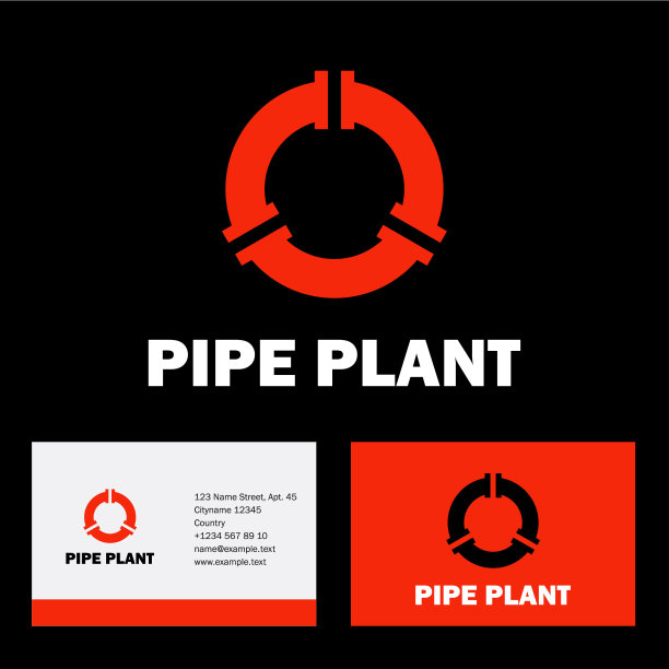 管植物象征。管道图标。三根红色的管子成圆圈。身份,名片图片下载