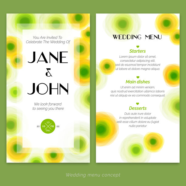 高级邀请婚礼卡。黄色和白色毛茛花在水彩风格。图片下载