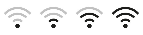 设置wifi图标隔离在白色背景的手机，移动无线信号强度指示器。矢量。图片下载