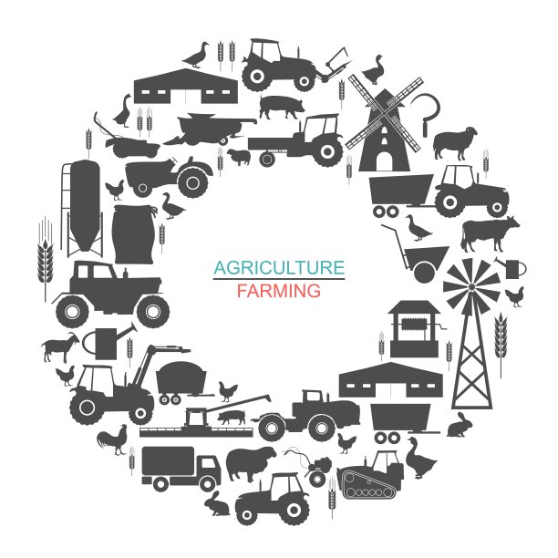 圆形框架与农业和耕作的图标。生态产品和农业展示的插图或背景。图片下载
