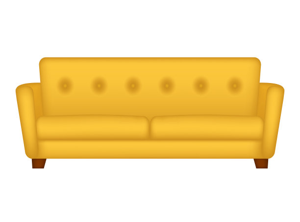 黄色沙发孤立在白色，矢量插图图片下载