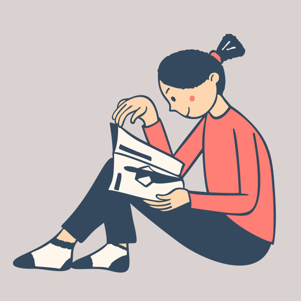 这个女孩正坐着看一本时尚杂志。图片下载