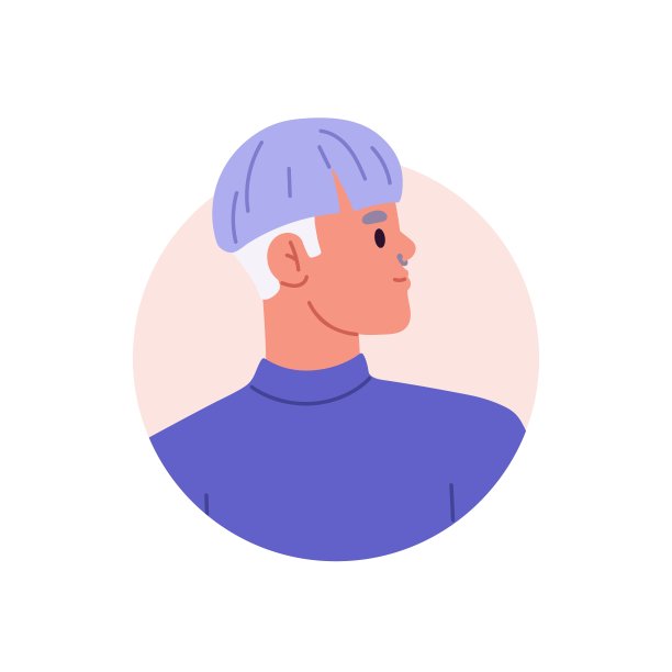 年轻现代男性的面部画像。创意人头像，圈头像。时髦的家伙，染发，穿耳洞，鼻环。平面图形矢量插图孤立在白色背景图片下载