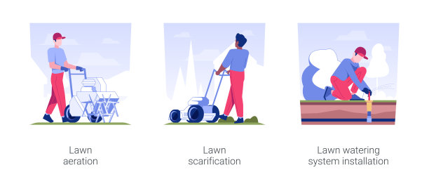 草坪养护服务孤立概念矢量插图。图片下载
