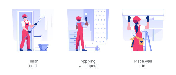 墙壁覆盖物孤立的概念矢量插图。图片下载