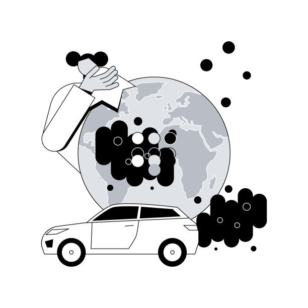 机动车污染抽象概念矢量插图。图片下载