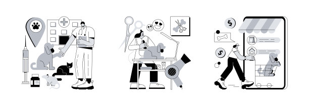 动物服务和护理抽象概念矢量插图。图片下载