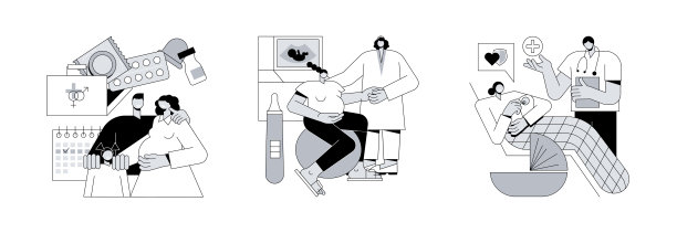 怀孕和生育支持抽象概念矢量插图。图片下载