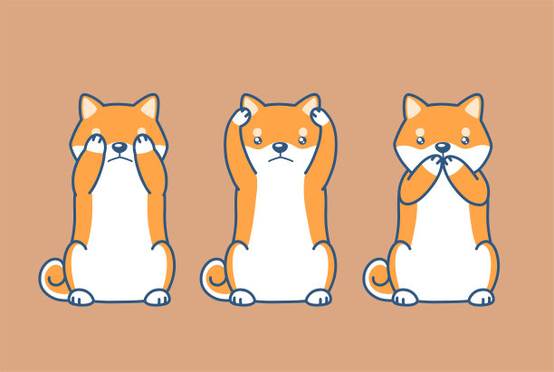 三只柴犬没有邪恶的插图图片下载