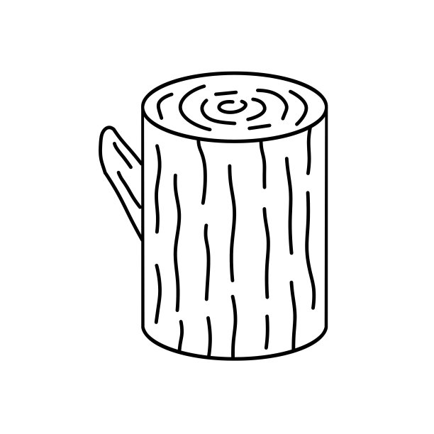 树桩图标。木质材料。木头箱子。大纲卡通图片下载