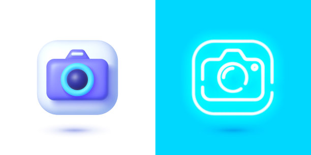 相机3D霓虹灯，伟大的设计，任何目的。矢量插图设计。图片下载