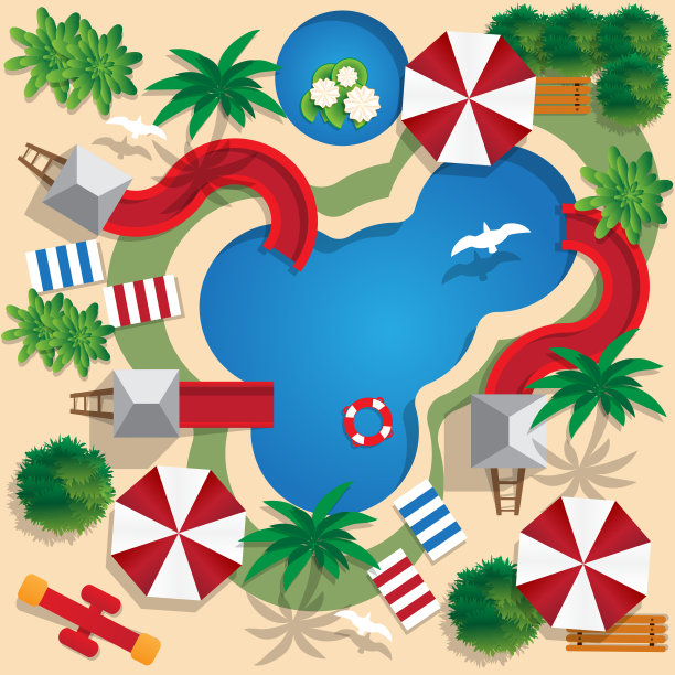 在海滩上计划一个水上公园。图片下载