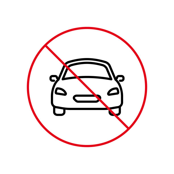 车辆汽车汽车禁令黑线图标。汽车行驶禁止轮廓象形。车辆车辆红色停车圈标志。没有禁止汽车运输的道路标志。孤立的矢量图图片下载