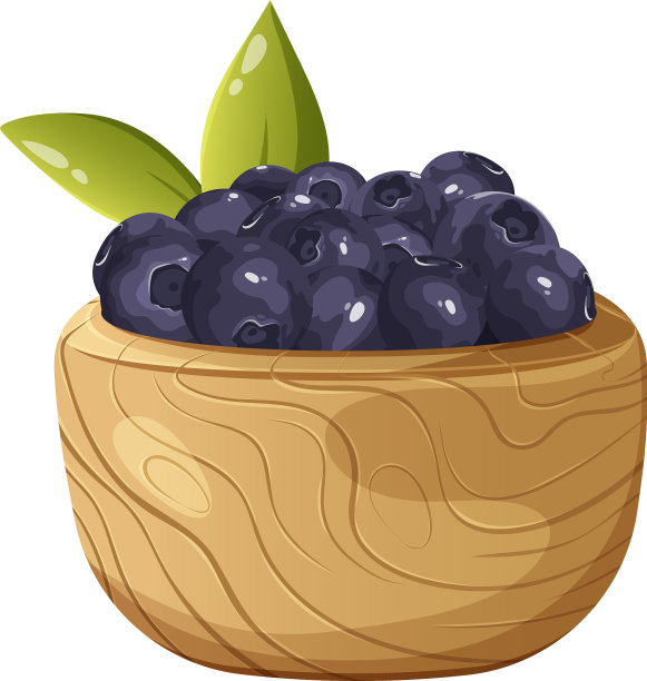 蓝莓放在一个深木碗或盘子里图片下载