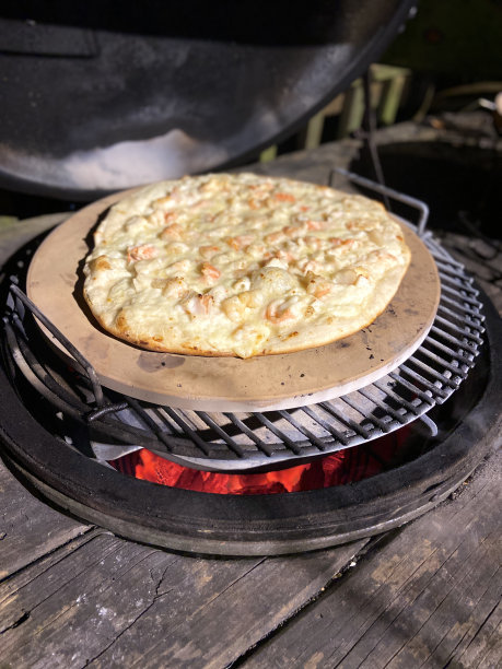 户外烧烤自制海鲜披萨图片下载