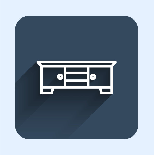 白线电视桌立图标与长孤立图片下载