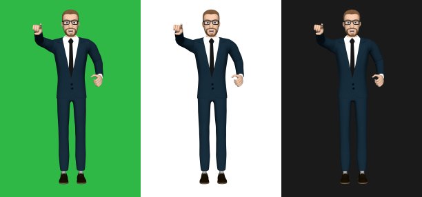 愤怒的商人人物插图3D图像孤立背景图片下载
