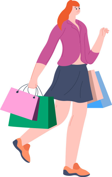 年轻女子与袋购物爱好图片下载