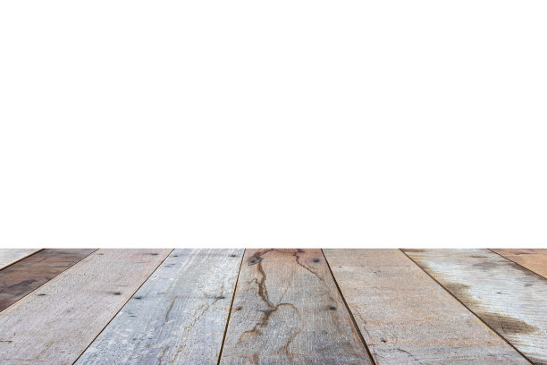 空的木制桌面隔离在白色背景上，用于展示产品图片下载