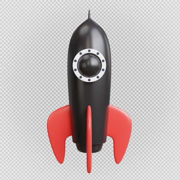 3d渲染太空火箭启动图标。图片下载