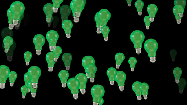 在黑色背景上飞行的灯泡图片下载