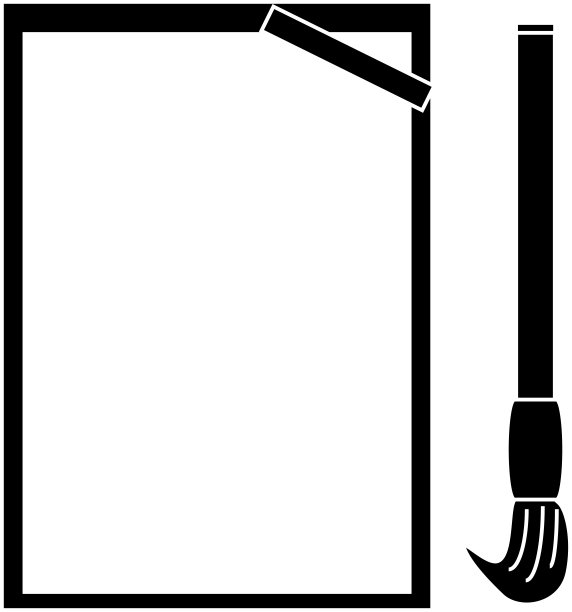 由斜压纸支撑的书法纸剪影图片下载