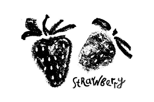 矢量草莓图分离。黑色手绘草莓素描。图片下载