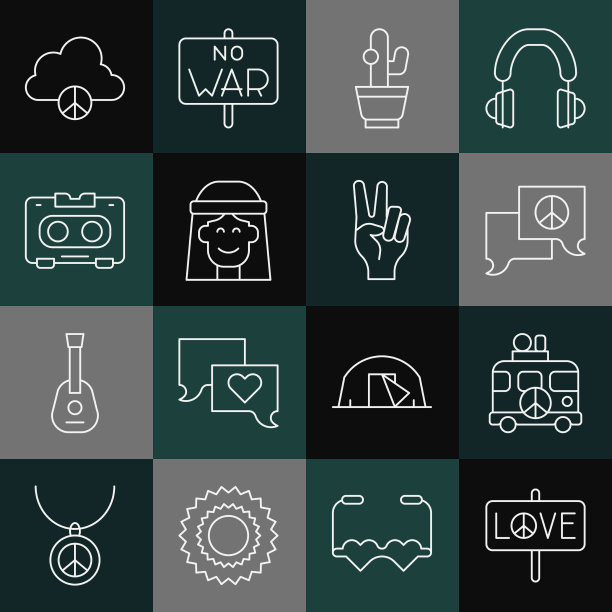 设定线和平嬉皮露营车讲话泡泡图片下载