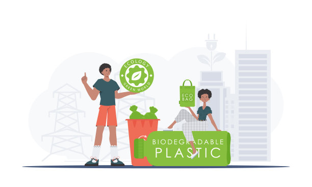 绿色世界和生态的概念。EKO是一个由关心环境的人组成的团队。卡通时尚风格。向量。图片下载