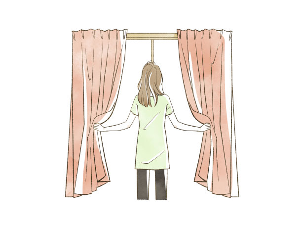 女人拉开窗帘图片下载