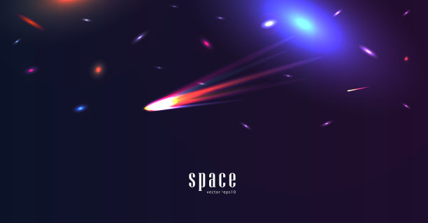 太空景观，色彩斑斓，闪闪发光的恒星和彗星图片下载