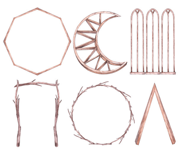 水彩婚礼套拱门图片下载