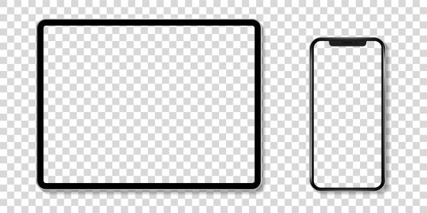 设备屏幕模型。一套智能手机，平板电脑，笔记本电脑和显示器，黑屏模型。图片下载