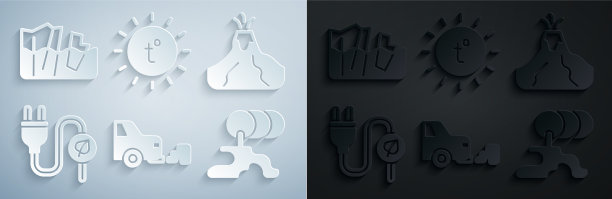 集汽车尾气火山喷发熔岩图片下载