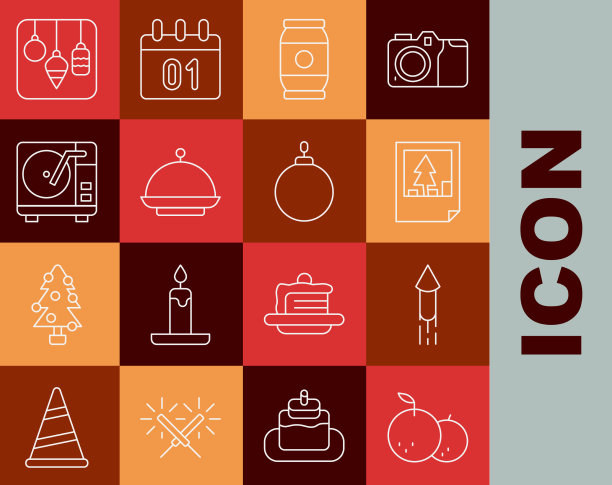 定线橘红色烟花火箭圣诞节图片下载