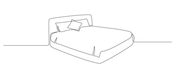 连续绘制双人床用单线图片下载