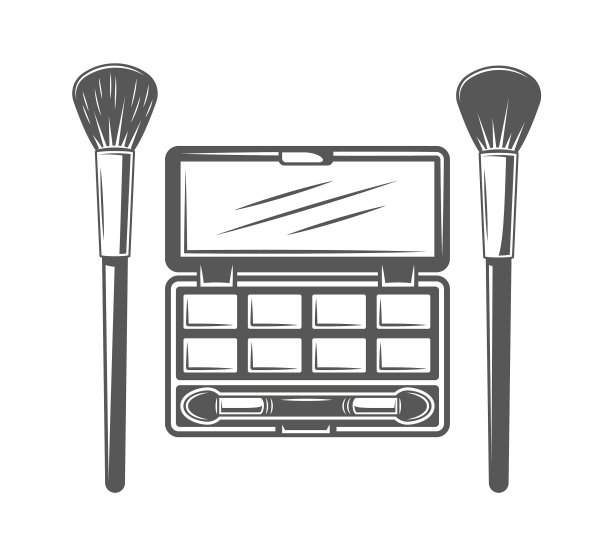 眼影和刷孤立在白色背景图片下载